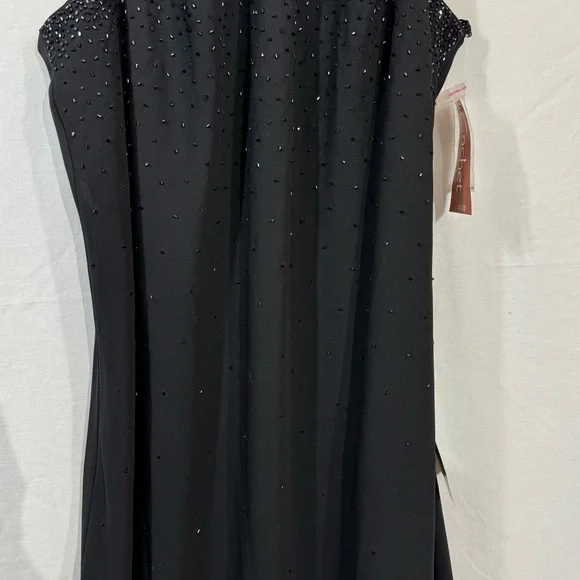 Cachet Black Beaded Evening Dress, NWT, Elegant gown, Sz 20, spaghetti strap - Picture 5 of 17